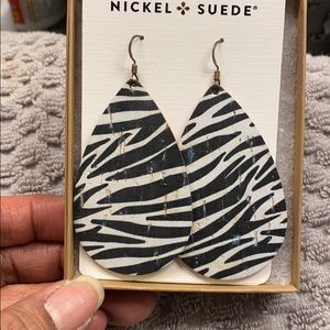EUC Authentic Nickel & Suede Med Earrings